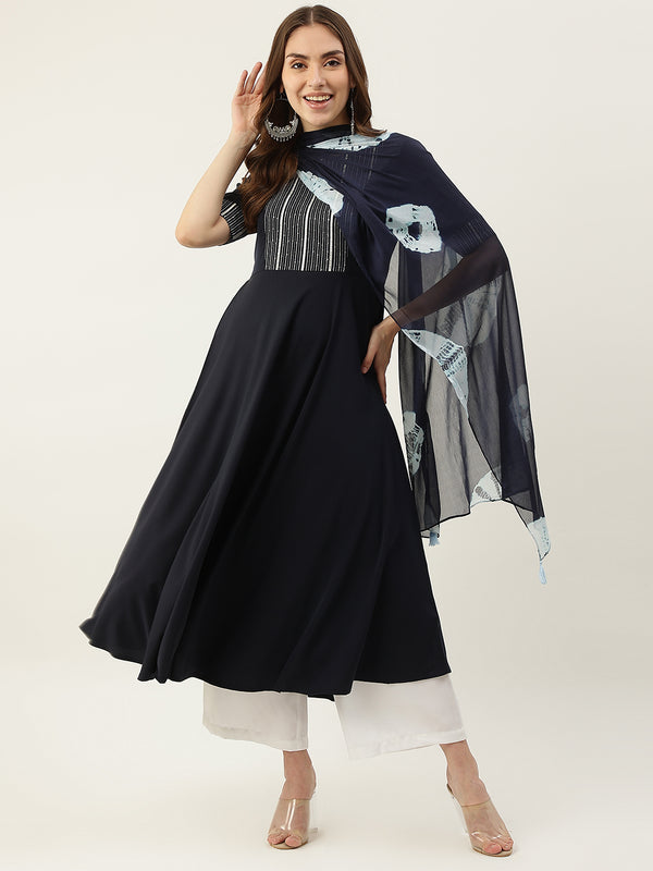 Black Anarkali Kurti with Dupatta