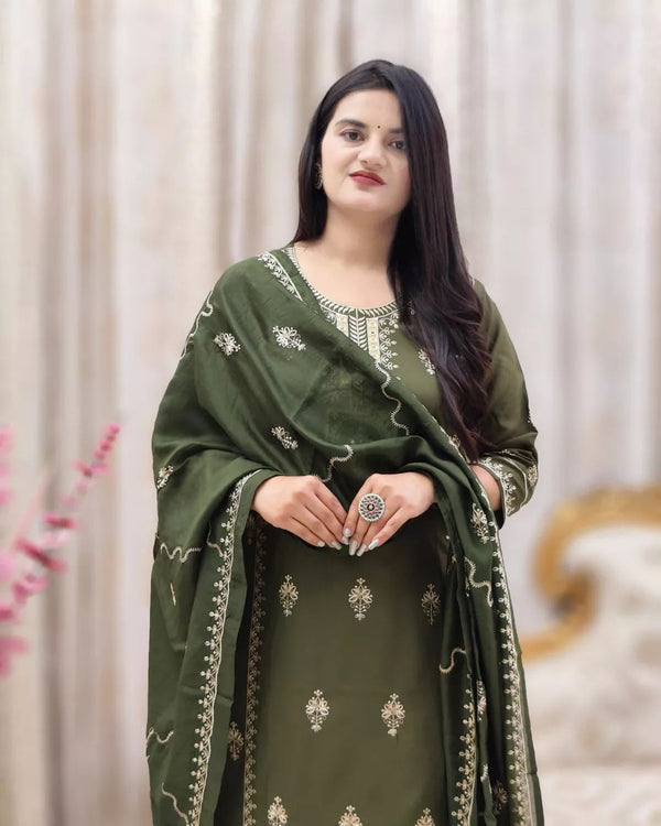 Pure Cotton Embroidered Suit with mirror work