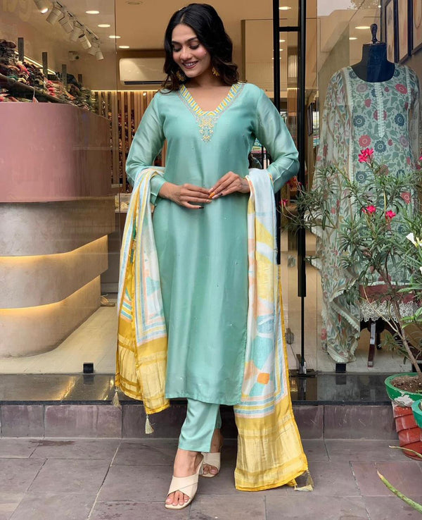 Sea Green Kurta Set with Dupatta