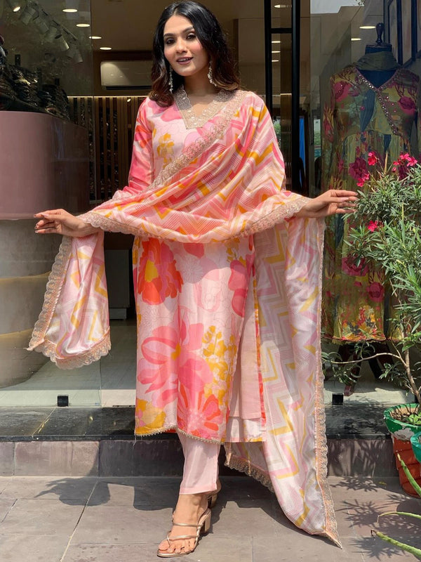 Orange Elegant Kurta set with Dupatta