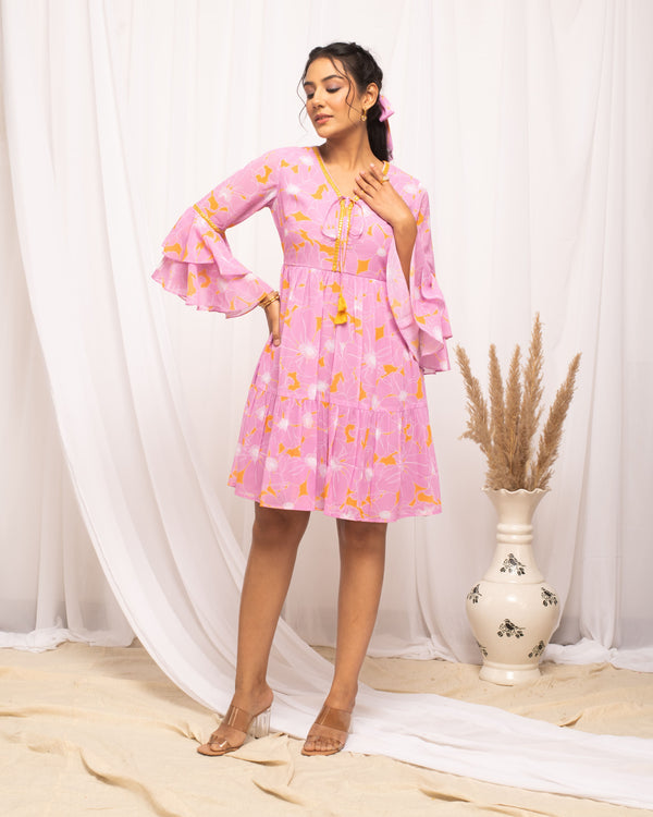 Pink Georgette Western Dress