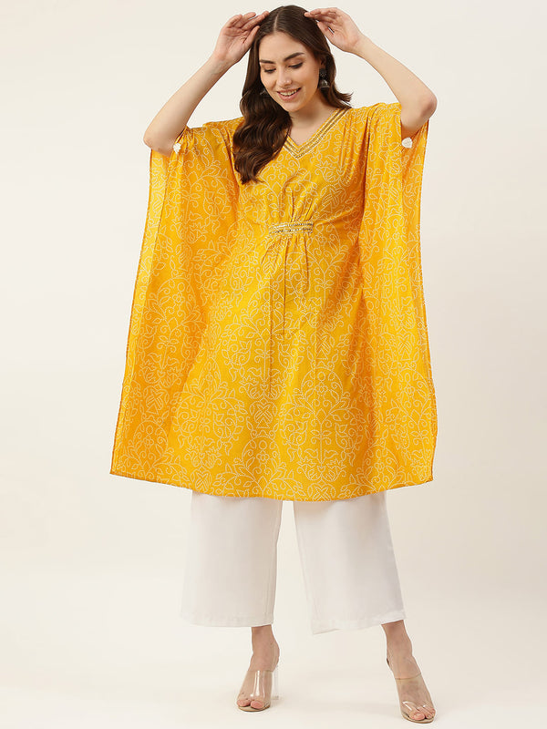 Breezy Yellow Cotton Kaftan