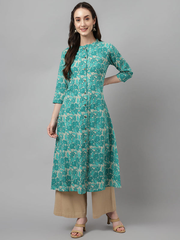 Peacock Blue Cotton Kurti