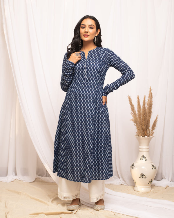 Navy Blue Cotton Kurti