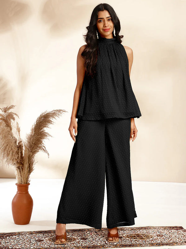 Elite Black Chiffon Co-ord Set