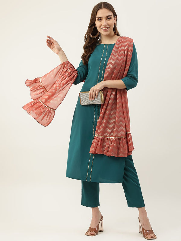 Surfie Green Dress with Dupatta