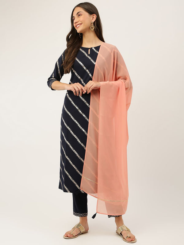 Black Dress with Peach Dupatta