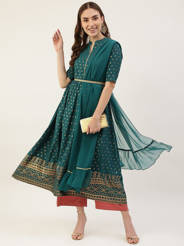 Surfie Green Anarkali Kurti with Dupatta