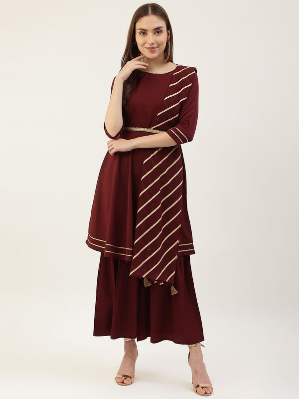 Maroon Sharara Dress with Dupatta
