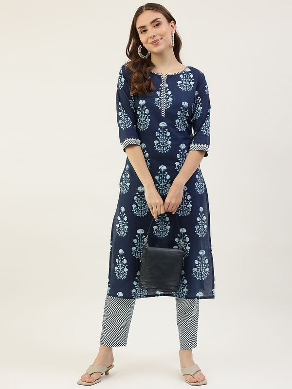 Blue Cotton Dress with Pants