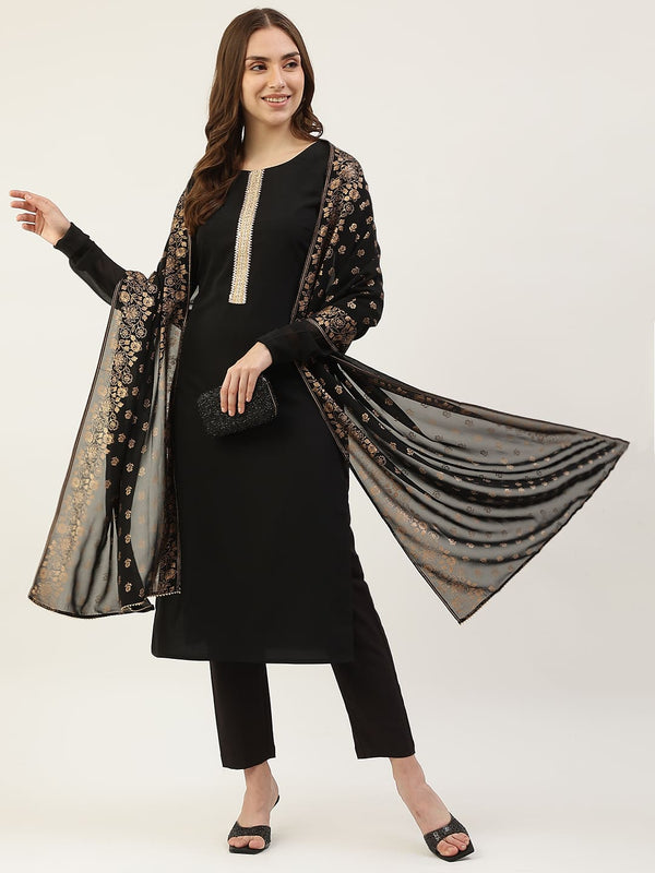 All Black Dress with Foil Printed Dupatta