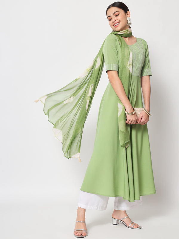 Green Kurta with Dupatta
