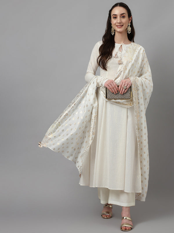 Off-White Anarkali Dress with Dupatta