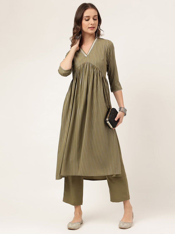 Olive Green Kurti with Pant