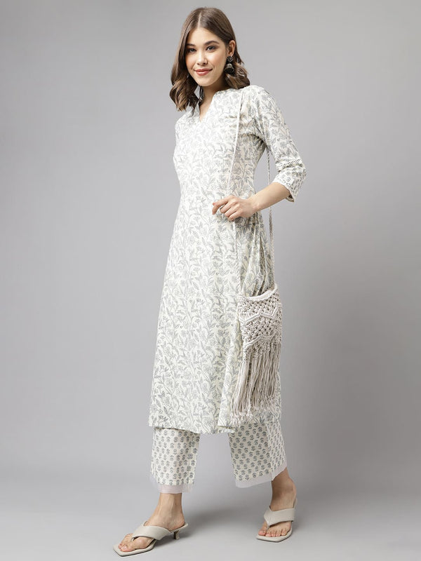 White Floral Cotton Co-Ord Set