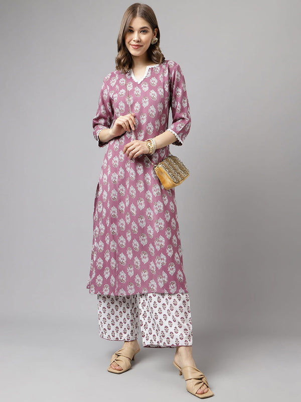 Purple Floral Cotton Co-Ord Set