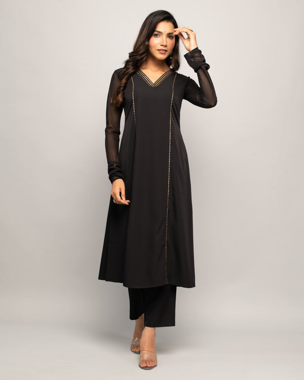Black Partywear Dress with Dupatta