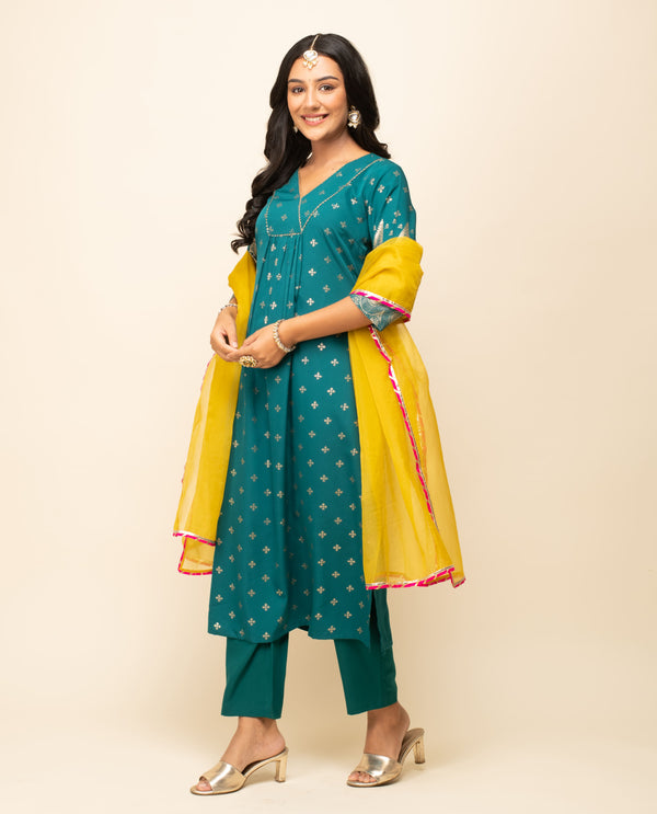 Turqoise Green Dress with Dupatta