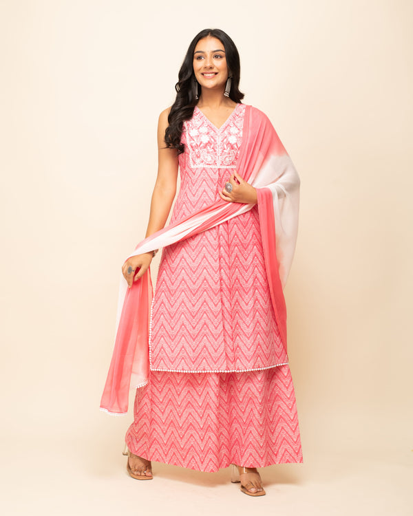Pink Exquisite Dress with Plazzo and Dupatta