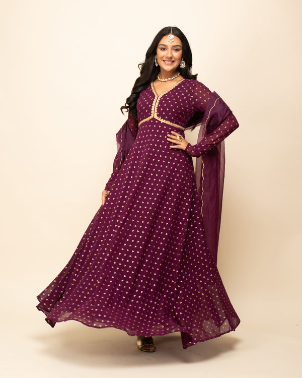 Purple Exquisite Gown with Dupatta