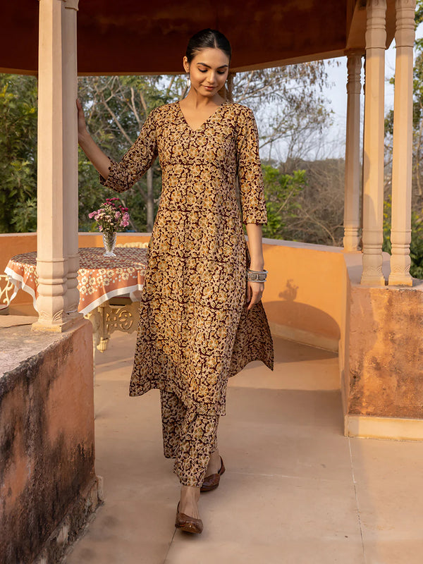 Pure Cotton Floral Printed Kurta Set