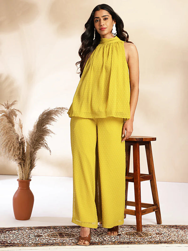 Yellow Chiffon Co-ord Set