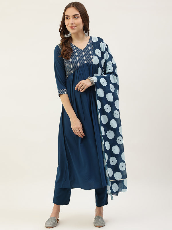 Blue Dress with Dupatta