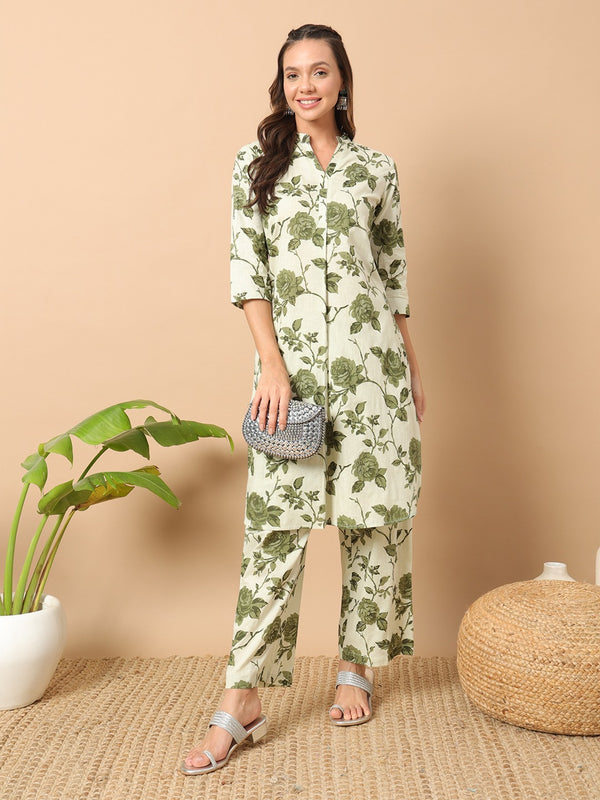 Floral Green Cotton Co-Ord Set