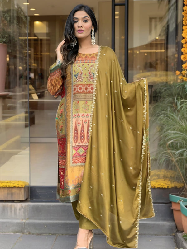Multi Color Silk Suit with Handwork