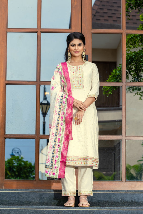 Pure Cotton Embroidered Suit Set