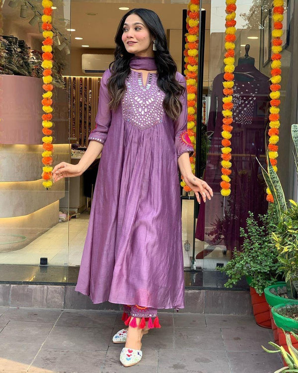 Purple muslin cotton suit