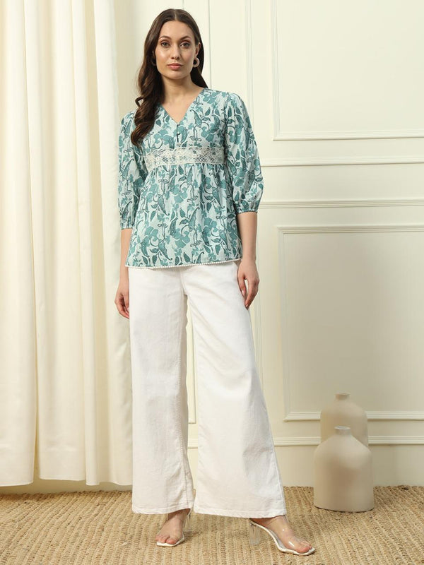 Turquoise floral top