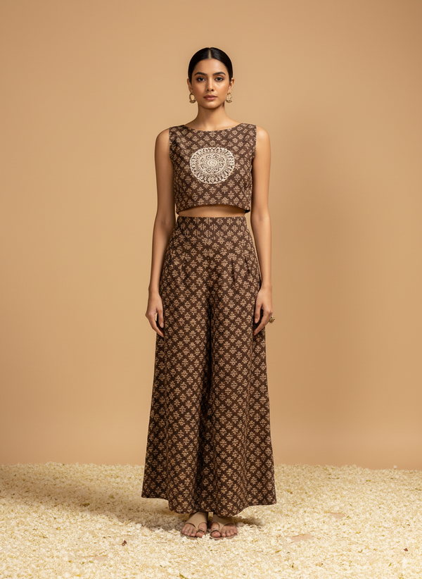 Brown Mandala Printed Cotton Co-ord Set